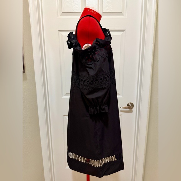 Gracia Black Crochet/Eyelet/Cotton Cold Shoulder Dress, XL - Picture 6 of 7